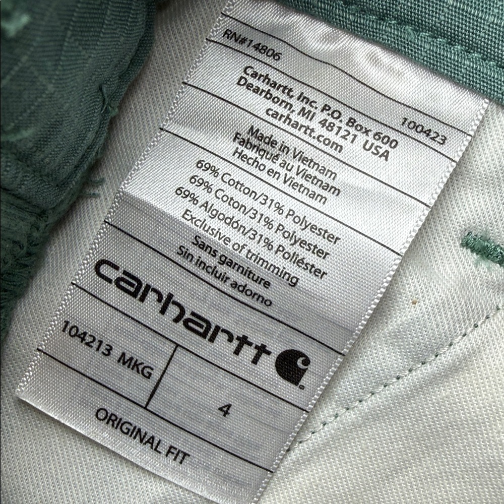 Carhartt Women's Force Original Fit Work Short Musk Green Size 4 - Picture 12 of 13